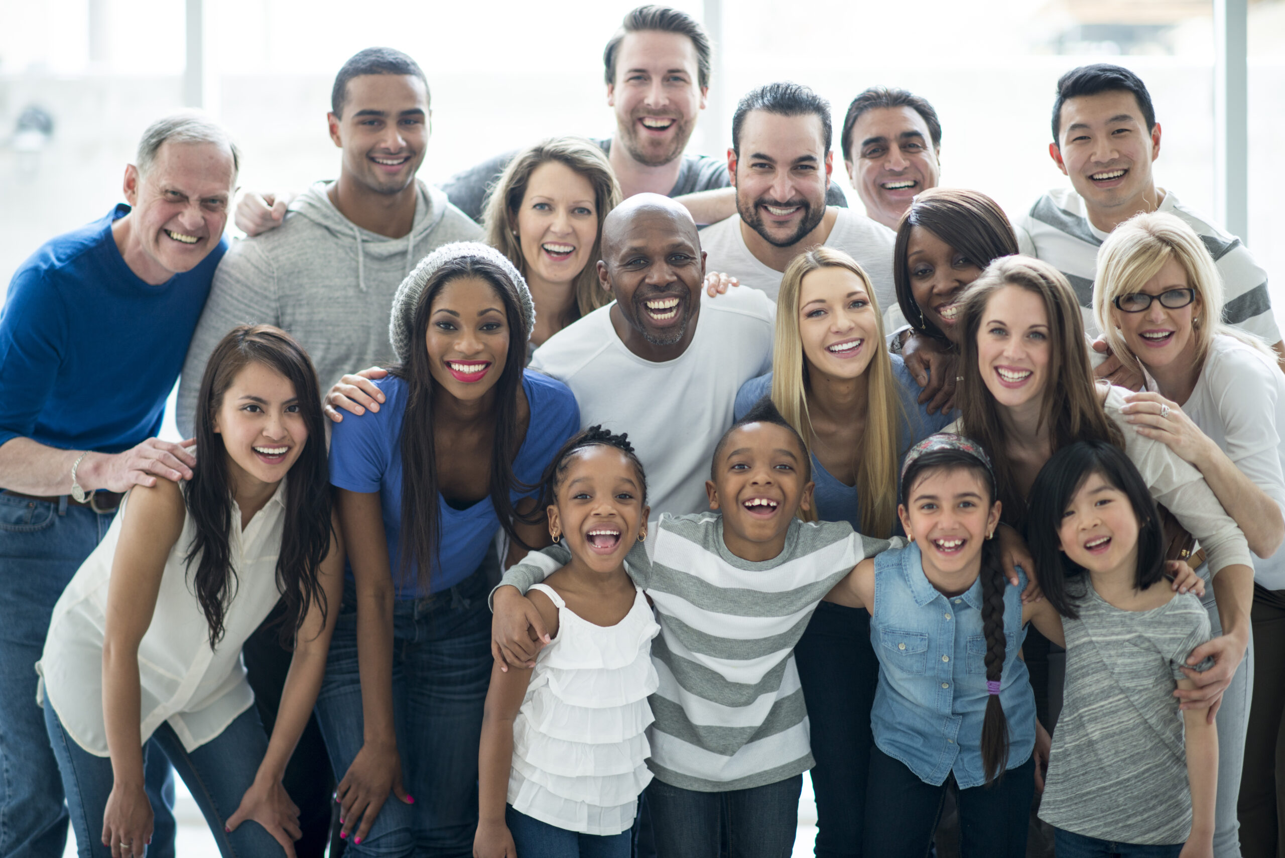 A group of people smiling